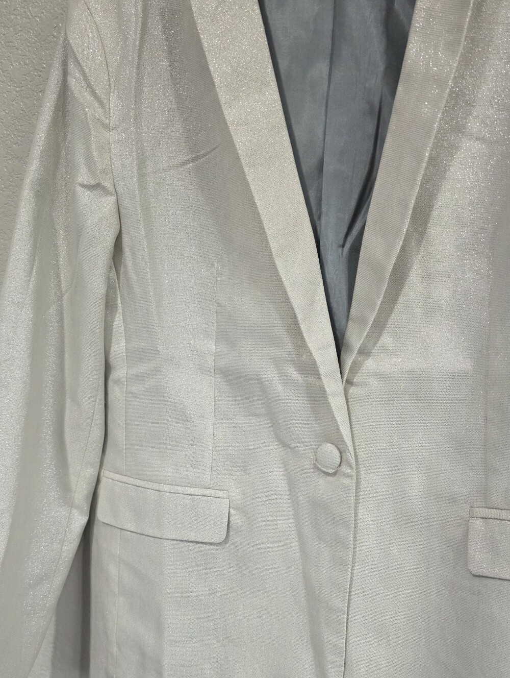 Metallic White Women's Blazer Jacket - Picture 3 of 6
